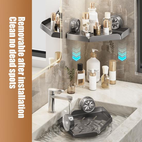 Угловая полка для душа с присоской, прочная несущая полка для душа с дренажными отверстиями