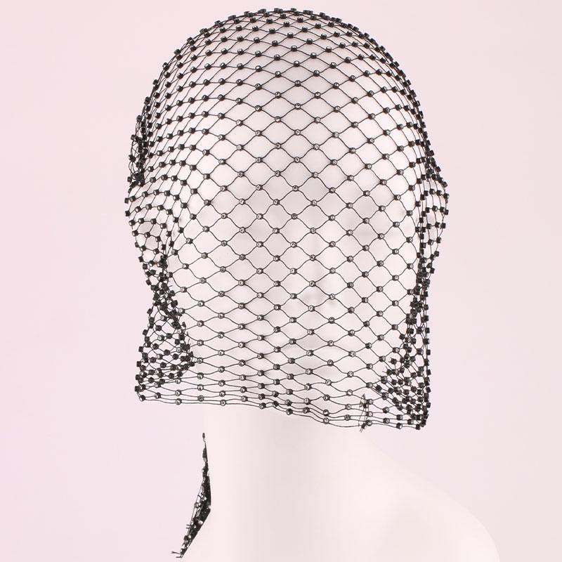 Trendy Rhinestone Fishnet Headscarf: Shiny Diamond Head Cover & Face Mask for Festivals