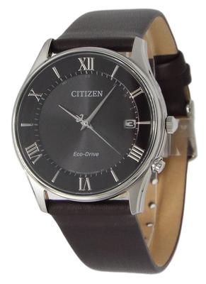 Часы с ремешком из натуральной кожи и сменным ремешком, модель AS1060, Eco-Drive, мужские, на солнечной батарее, радиоуправляемые, (черный)