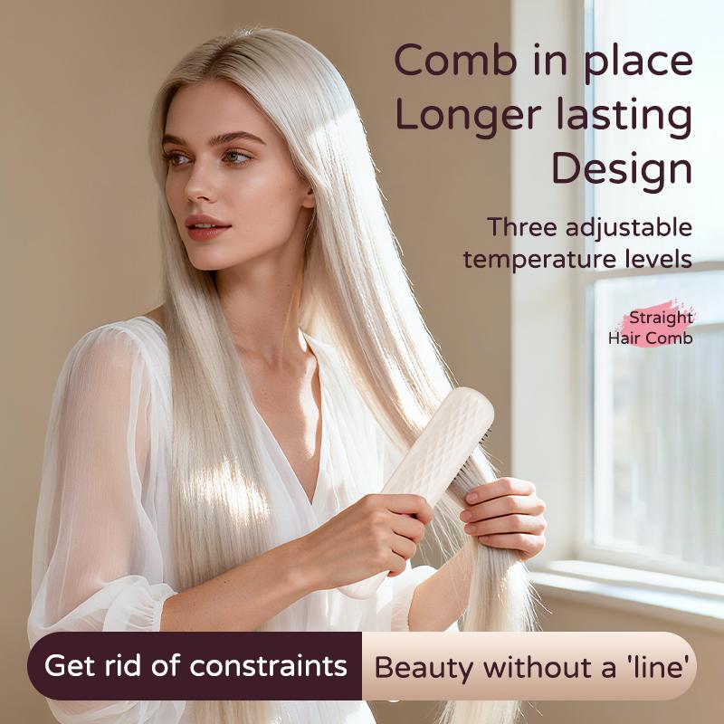 Portable Hair Straightening Comb with Adjustable Temperature Anti Scald Design for Travel Home Use