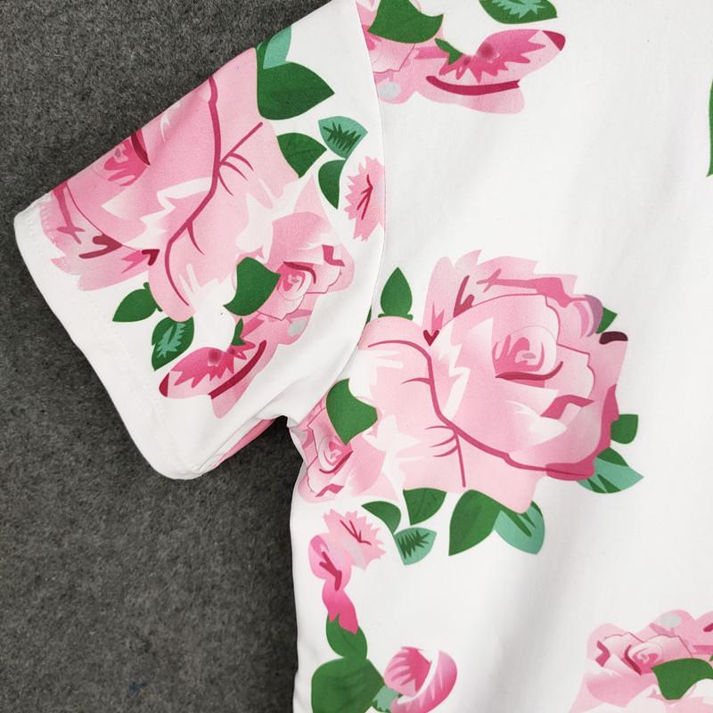 Милая футболка с большим цветком для девочек, модные летние детские топы, футболки с милым принтом, детские футболки с круглым вырезом