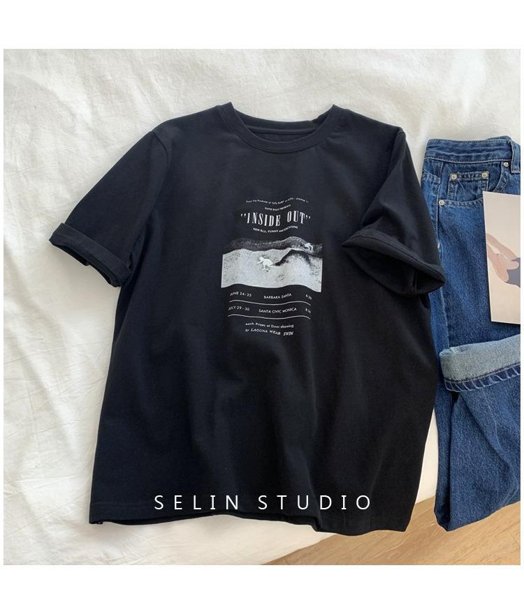 Women's Summer 2024 Korean Style Loose Letter Print T-Shirt