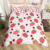 Милый клубничный пододеяльник Full King, Цветочный с листьями тропическими фруктами комплект постельного белья, Садовые деревенские растения акварельный шик пододеяльник