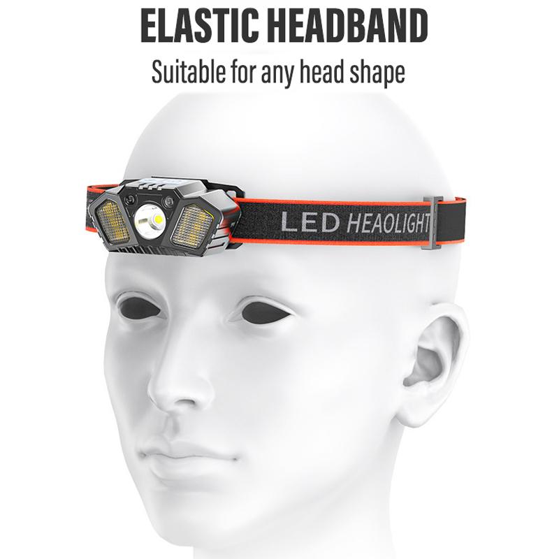 Сенсорная перезаряжаемая фара, светодиодный фонарик, супер яркий портативный налобный фонарик для кемпинга, рыбалки, несколько режимов освещения