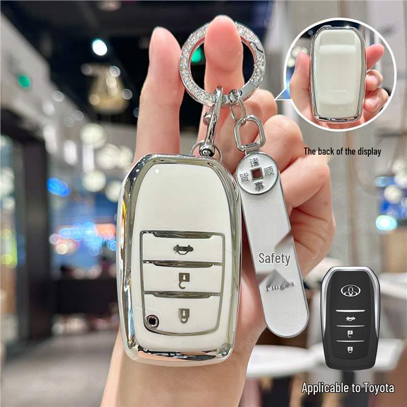 Silver Edge Key Case for Toyota Models: Corolla, RAV4, Camry, Vios, Highlander