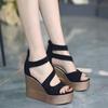 Женские сандалии Летние сандалии на каблуке Fish Mouth Slope Sandals Высота Большие размеры Сандалии Толстая подошва Пляжные офисные сандалии