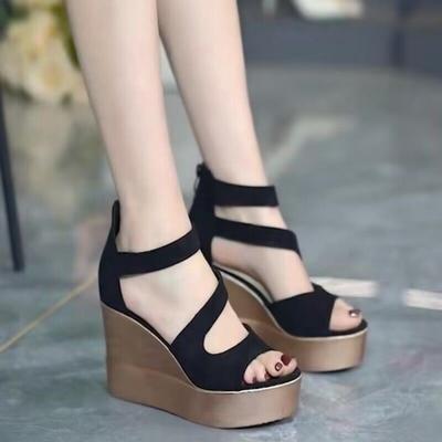 Женские сандалии Летние сандалии на каблуке Fish Mouth Slope Sandals Высота Большие размеры Сандалии Толстая подошва Пляжные офисные сандалии