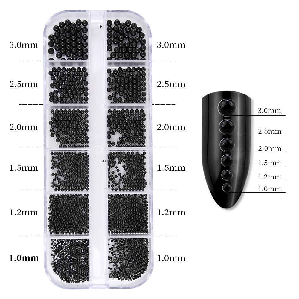 12 сеток, золото, серебро, стальные шарики для дизайна ногтей, смешанные аксессуары для маникюра своими руками, набор для украшения ногтей