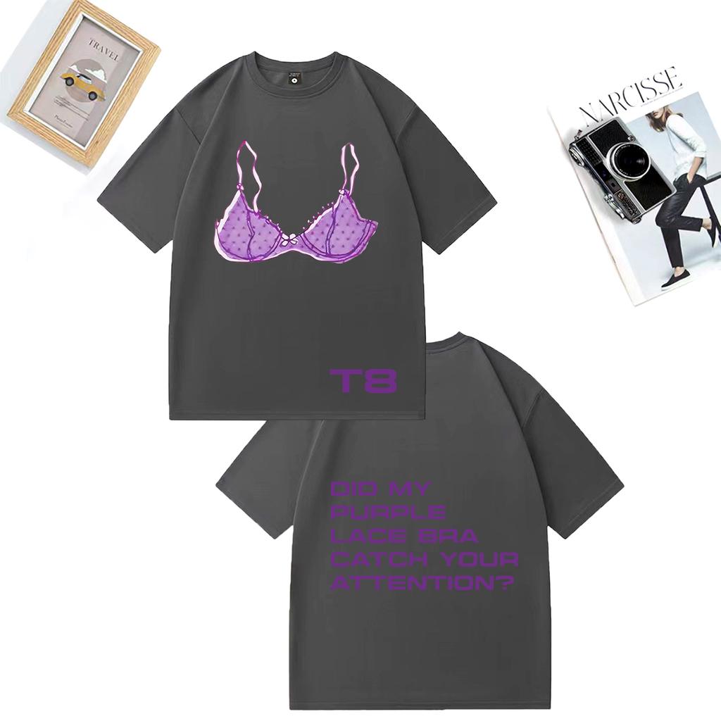 Тейт МакРей Фиолетовый Кружевной Бюстгальтер Так Близко К Чему принт Футболка Мужская Женская винтажная Оверсайз 100% Хлопок Летняя Унисекс больших размеров Топы