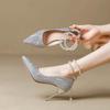 Women's Strap Ped High Heels High-end Crystal Pearl Shoes Fashion Sexy Bridal Footwear Elegant Comfortable Ladies Pumps 2024 New