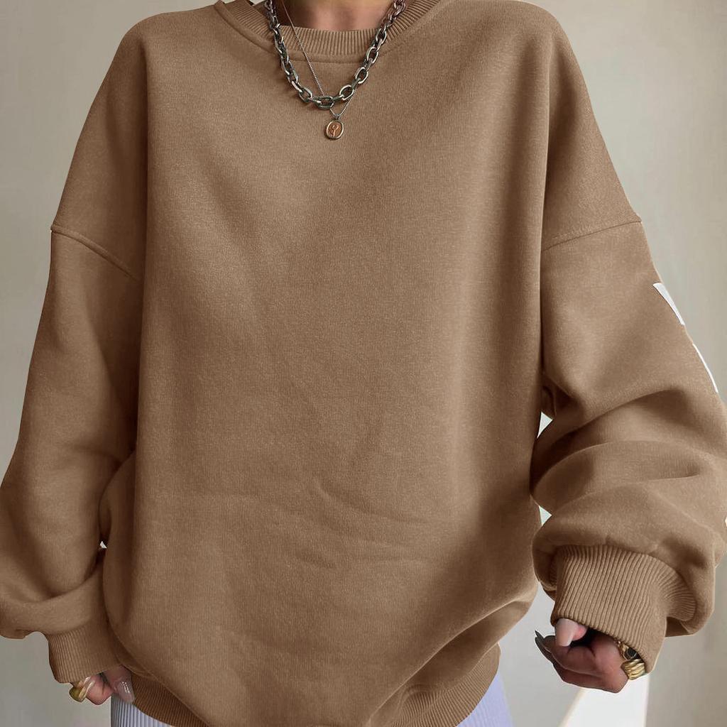 Autumn and Winter Women's Casual Fashion Print Thickened All-match Top Long-sleeved Sweater