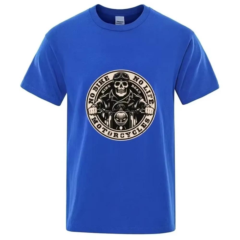 Skull Short Sleeve T Shirt Motorcycle Addict Piston Hip Hop Cotton T-shirt Men's Shirt Cool Tees Harajuku Fashion Streetwear