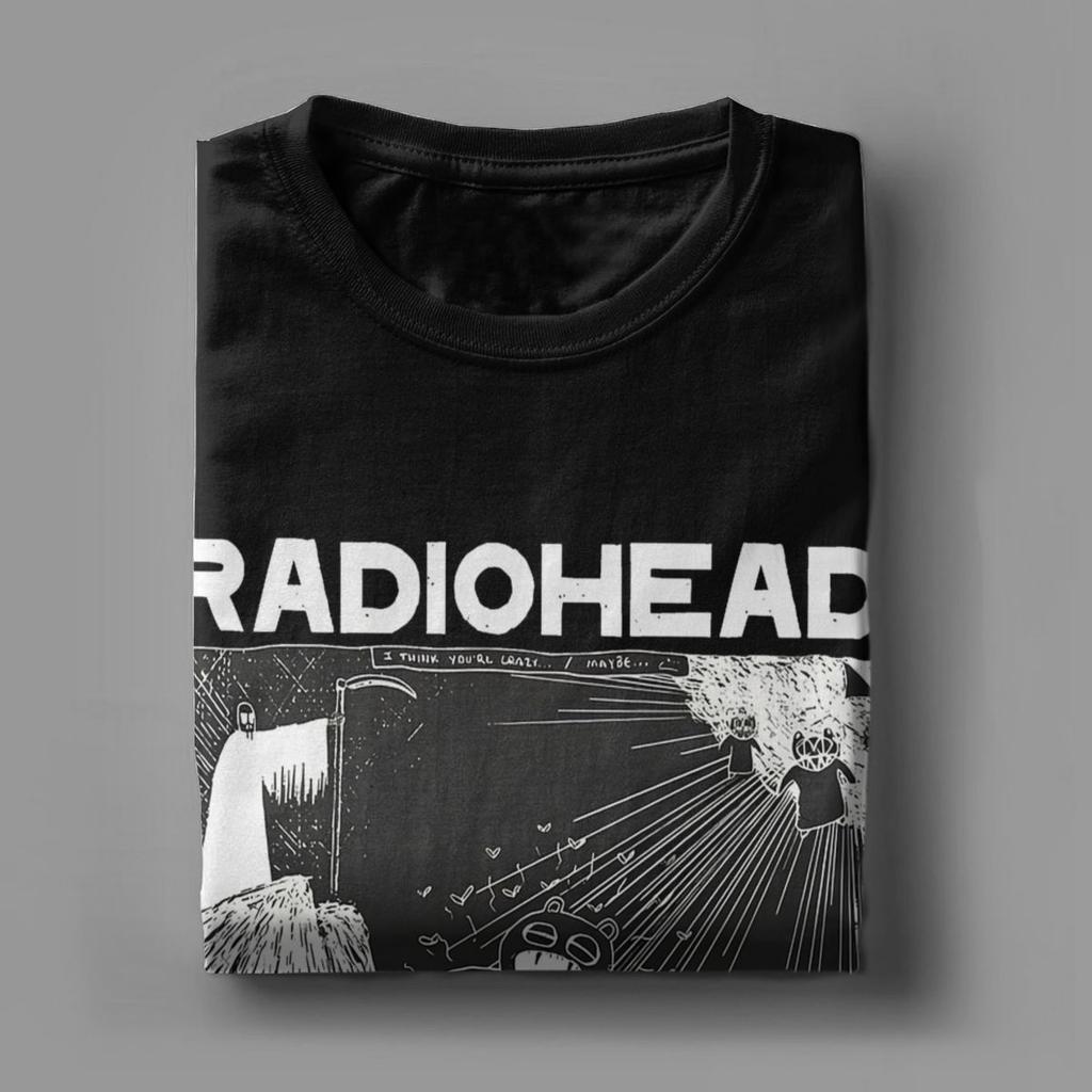Vintage Radiohead T-Shirt for Men Crew Neck 100% Cotton T Shirt Short Sleeve Tee Shirt Adult Clothing