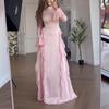 Women's Flare Sleeve Ruffle Dress Muslim Party Gowns Dubai Abaya Turkey Robe Elegant Female Robe Islamic Gown Autumn Fashion