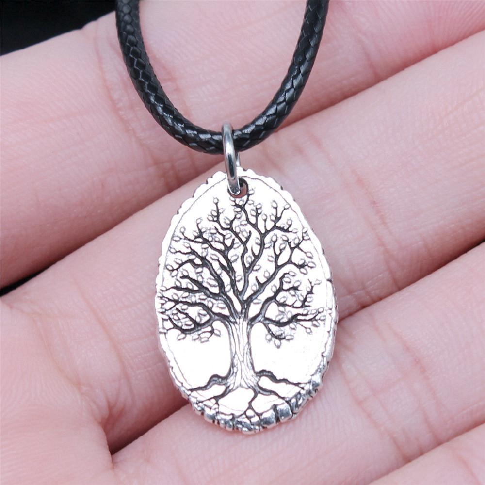 Ожерелье из кожи «Дерево жизни» 45 см, мужское украшение, свадебная годовщина, эстетические аксессуары