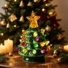 Mini Christmas Tree Decorations Ornament, Glowing Retro Resin Tabletop Decor with Star Charming Home Holiday Displays Topper, Vintage Xmas Trees Night