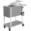 Cooler Cart with 56L Capacity, Serving Cart with Wheels, Bottle Opener, Lower Shelf, Handle, Mobile Beverage Cart, Gray