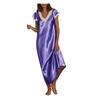 (SU)Women's Short Sleeve V Neck Sexy Silk Satin Robe Loungewear Nightdress Dressing Gown Pyjamas Lingerie