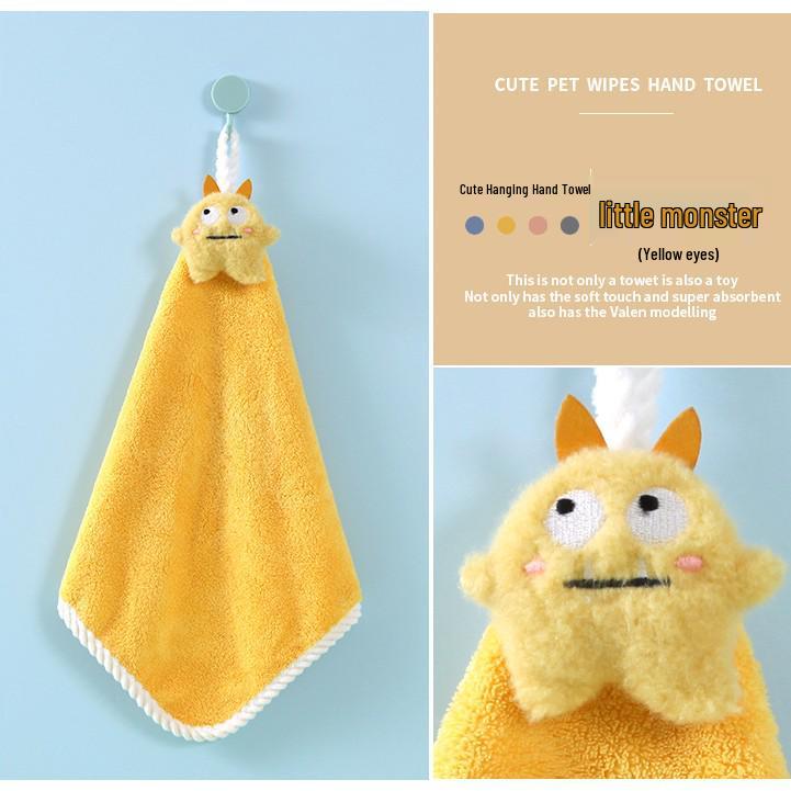 Christmas Cartoon Coral Fleece Hanging Hand Towel - Absorbent for Kitchen & Bathroom