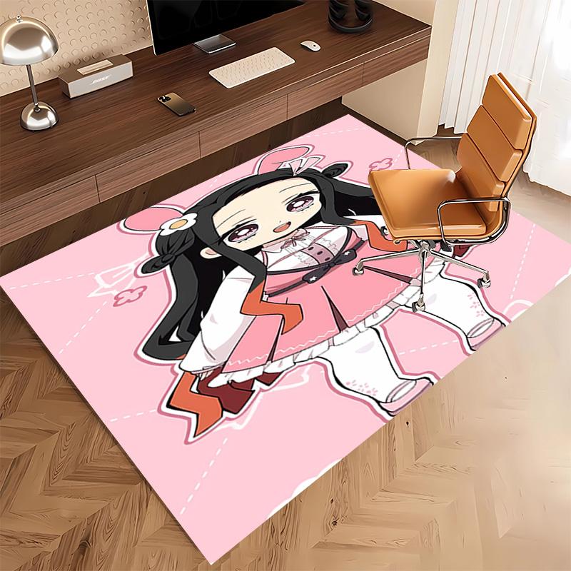 1pc Demon Slayer Nezuko2 Print Area Rug - Soft, Washable Non-Slip Indoor Mat, Living Room, Home Office Decorative Rug,Office Decorative