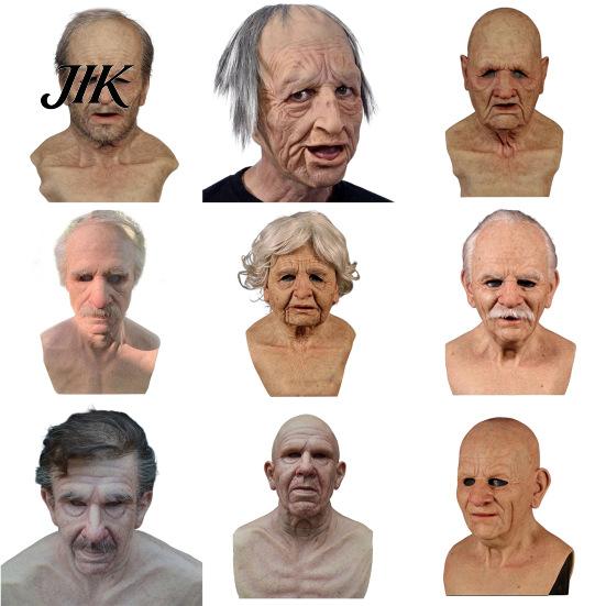 Unique Halloween Cosplay Prop Old Man Masque for Adults Realistic Latex Elderly Human Full Head Horror Game Cover with Lifelike Wrinkle Masquerade