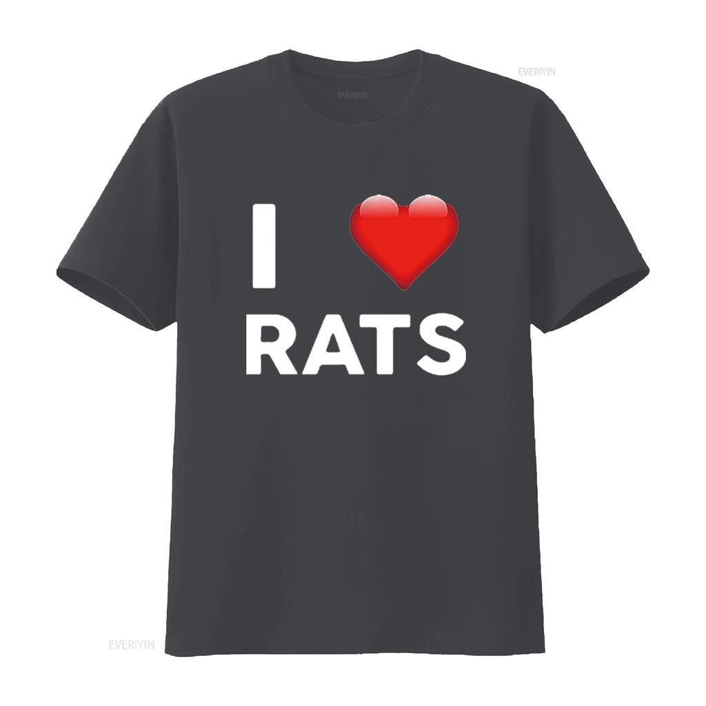 Mens I Love RATS T Shirt Heart RAT Black vintage Washed streetwear graphic Breathable Comfortable homme Casual