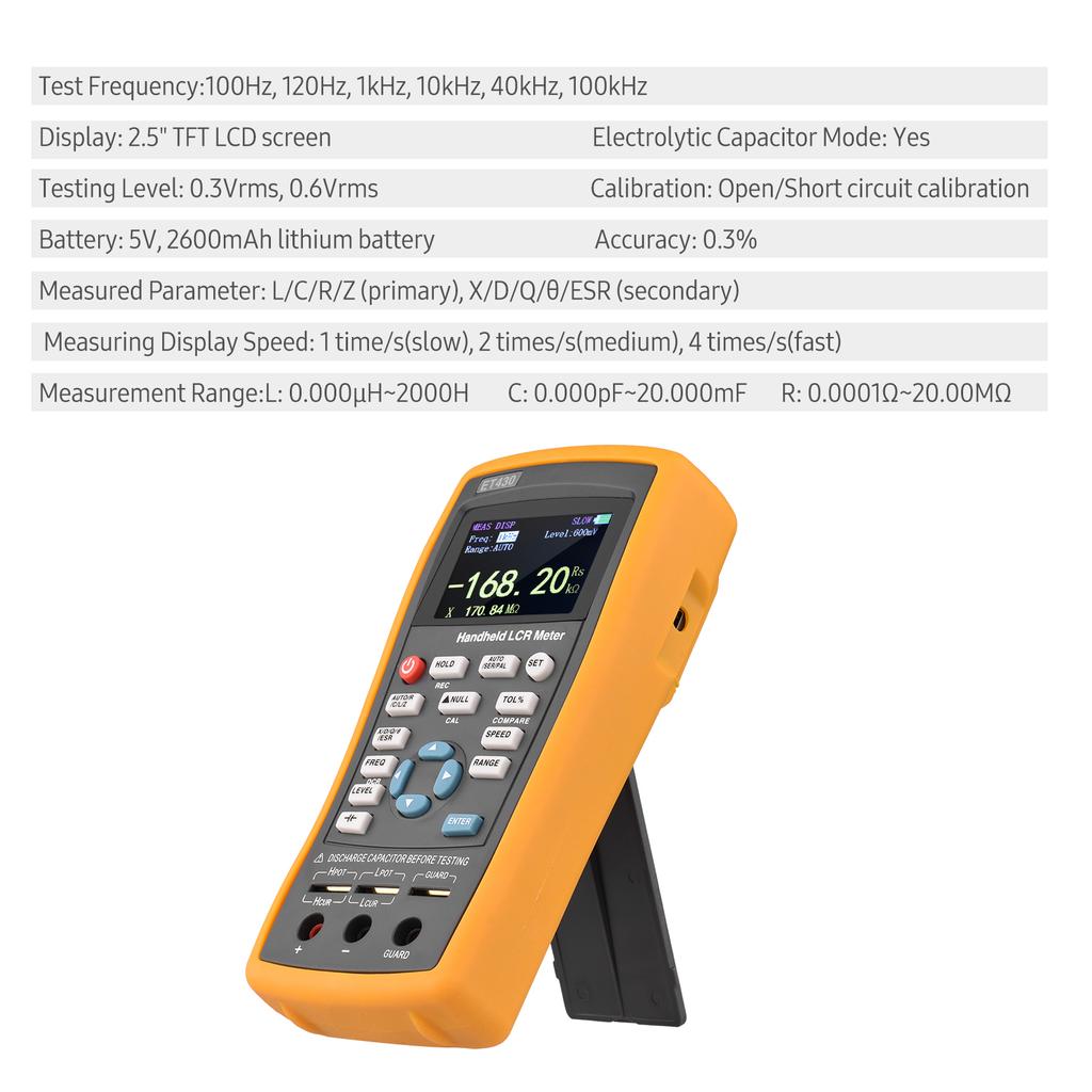 2.5-inch LCD Digital Handheld 100kHz LCR Meter LCR Multimeter Tester for Inductance Capacitance