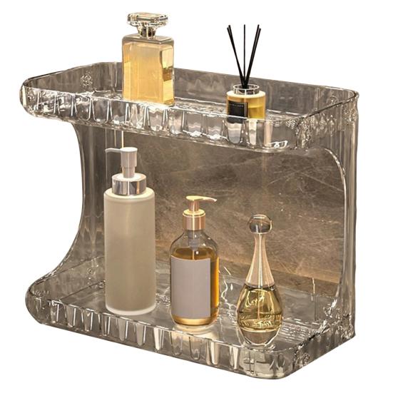 Double Layer Makeup Storage Rack Bathroom Countertop Organizer Large Capacity Perfume Tray Cosmetics Storage Shelf