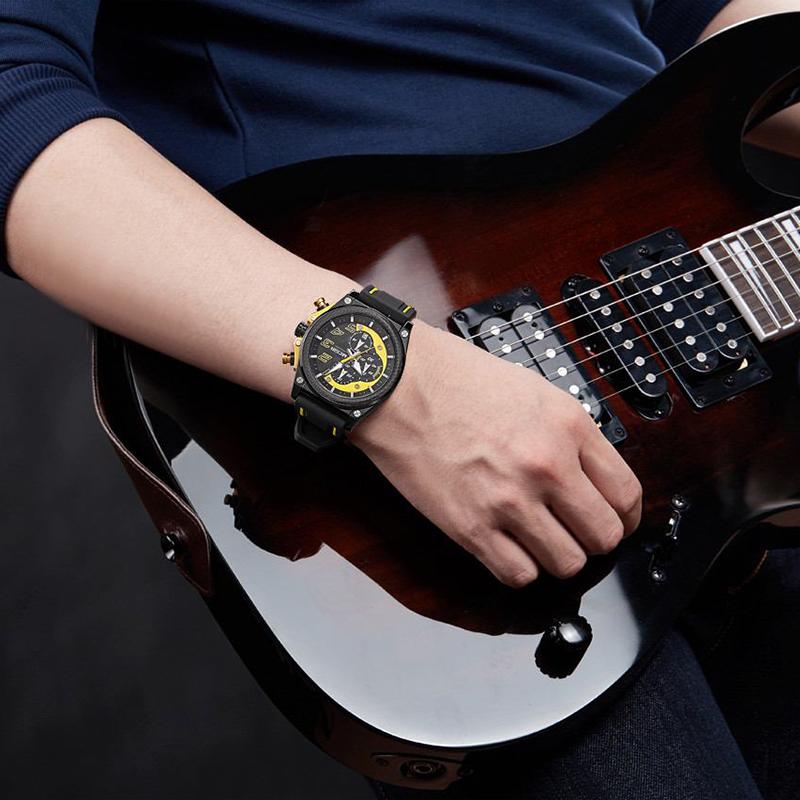 MEGIR мужские мультидисплейные часы на силиконовом ремешке