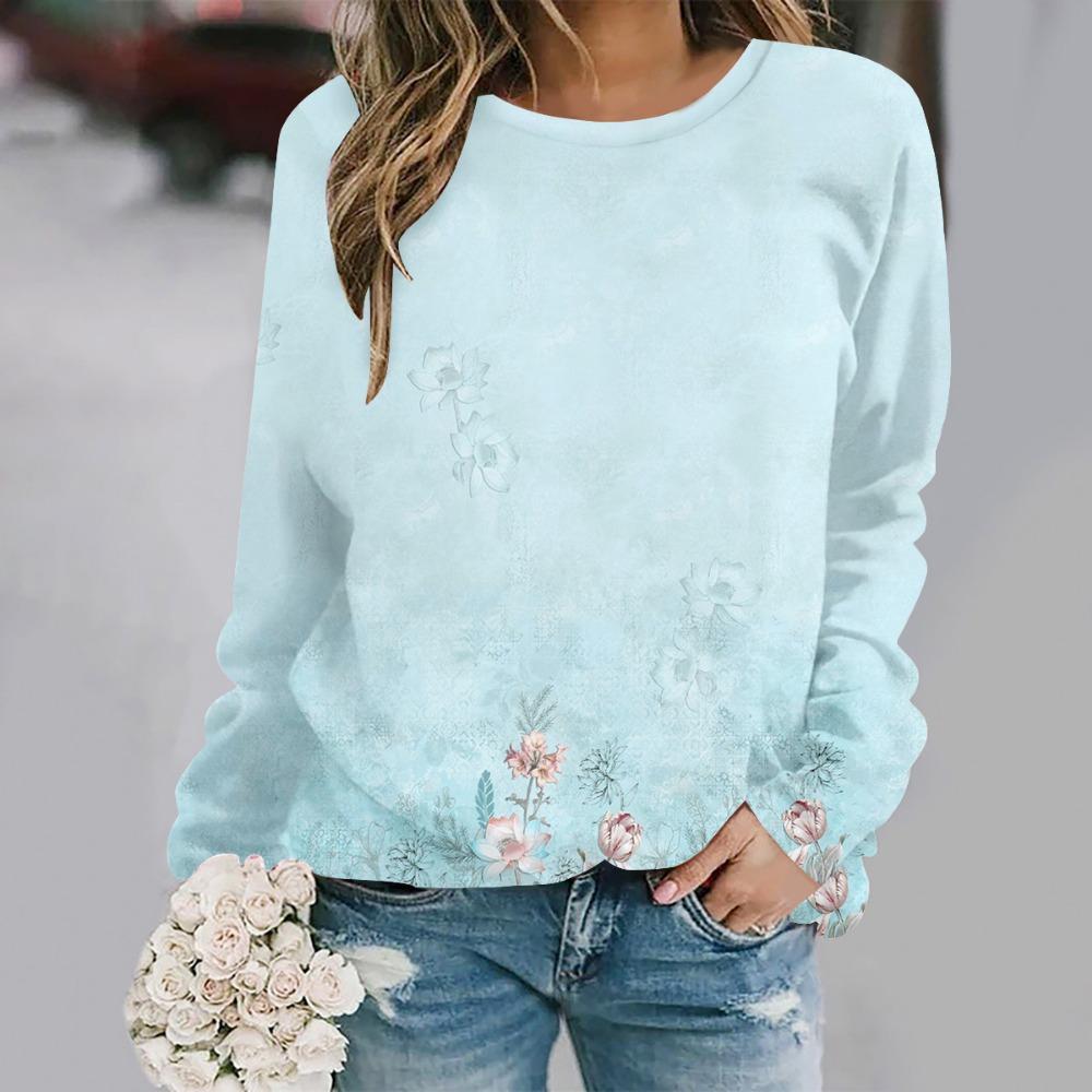 2025 Осень и зима новая мода круглый вырез длинный рукав с принтом элегантный повседневный свободный худи