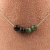 Stones and Minerals. Necklace 4 Beads Seraphinite from Russia 8 Mm Stainless Steel Chain Necklace for Women, Men. Custom Size