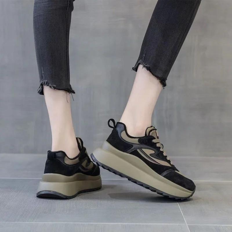 Женская обувь Модная повседневная обувь на толстой подошве Женские кроссовки Универсальные модные кроссовки на платформе Плоская обувь для ходьбы
