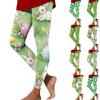 Women's Casual And Fashionable Outdoor Holiday Print Plaid Print Slim Fit Elastic Yoga Pants Nine Minute Pants