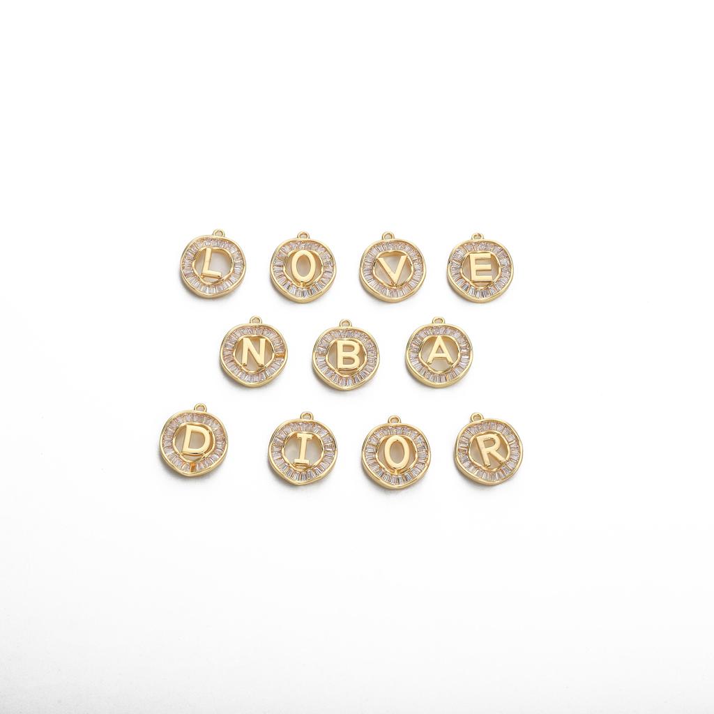 Copper Zirconium Inlaid 26 Letter Pendant For DIY Jewelry Making Craft Accessories