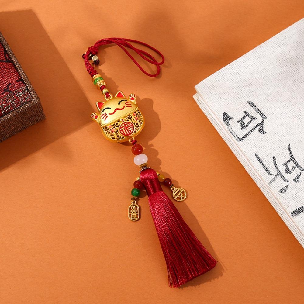 Kitty Maneki-neko Keychain Keyring Fortune Cat Car Pendant  Couple