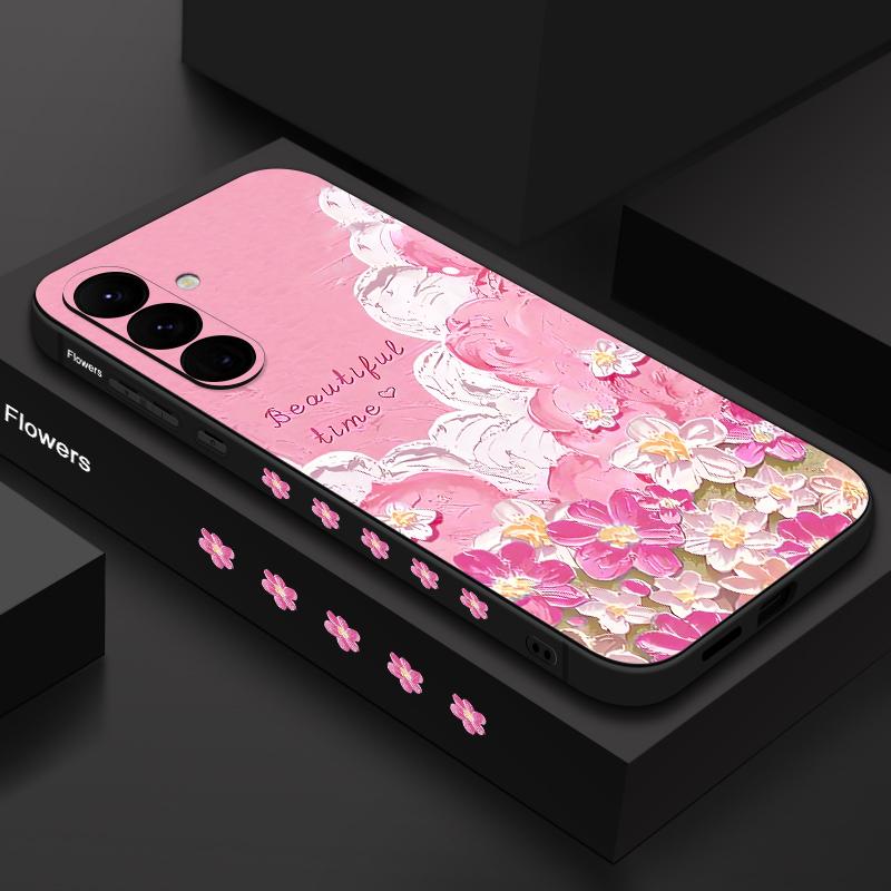 Чехол с масляной живописью и цветочным принтом для Samsung Galaxy S24 S22 Ultra Plus S23 S21 S20 Fe A55 A54 A52 A35 A15 5g с ремешком противоударный мягкий тонкий чехол из ТПУ