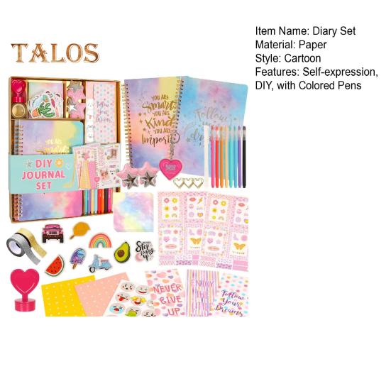 Набор для дневника для девочек от 8 до 12 лет, набор канцелярских принадлежностей «сделай сам» с цветными ручками, наклейками, скотчем, принадлежностями для скрапбукинга