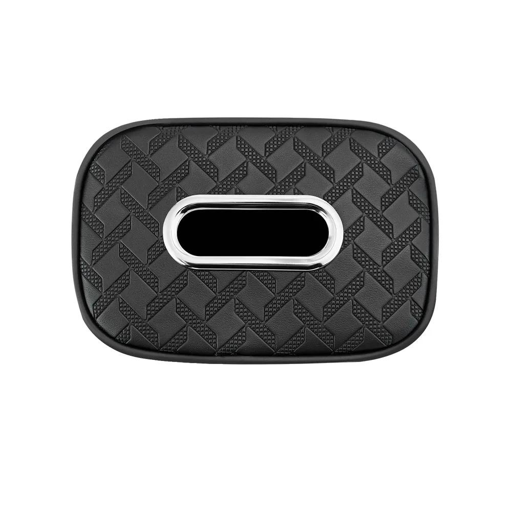 Car Tissue Box Holder Nappa Leather Car Center Console Armrest Napkin Box Sun Visor Backseat Tissue Case with Fix Strap