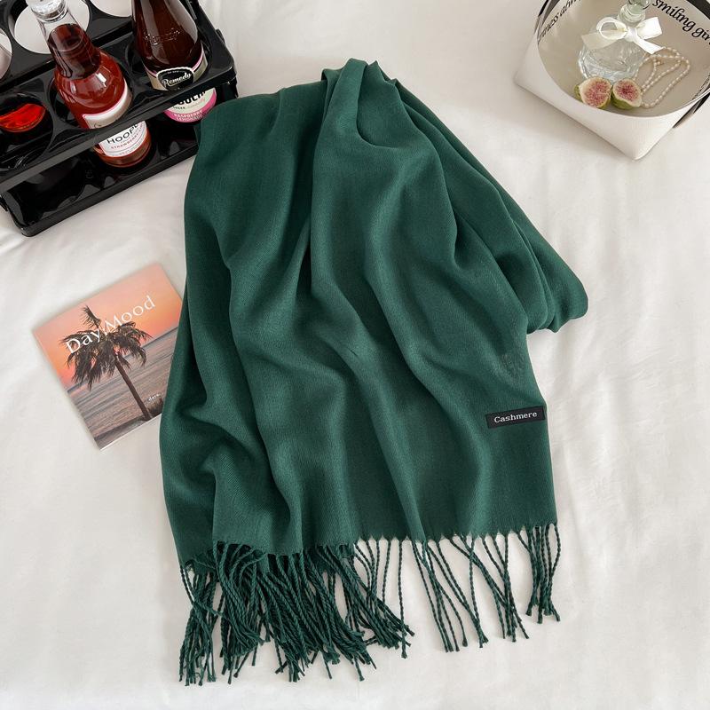 Green Winter New Solid Color Imitation Cashmere Scarf Versatile Gift Men's and Women's Shawl Tide