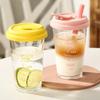 Large Water Milk Bottle Cup with Straw Coffee Cup Portable Glass Water Cup For Sports Camping