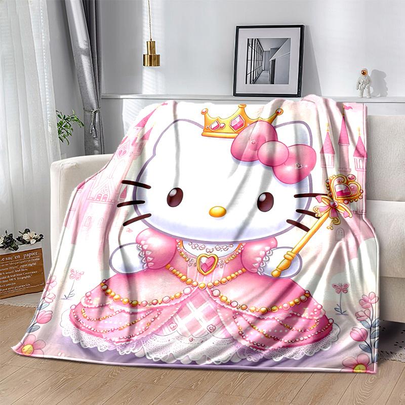 1 шт. Плед Hello Kitty в виде принцессы, Сезонный декоративный плед для дома, Мягкое теплое постельное белье, Идея подарка для семьи и друзей, Гостиная, Путешествия