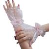 Silver Glitter Bow Embellished Arm Sleeve For Nail Photography Elegant Chiffon Accessory With Elastic Fit
