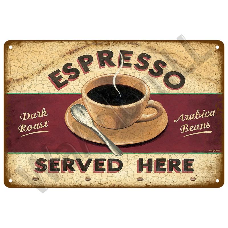 Винтажная жестяная табличка, металлическая пластина, настенные художественные постеры, металлическая табличка, ретро-декор, кофе для кухни, бара, кафе, комната, ретро-железная живопись