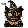 Small Wood Ornament Vintage Halloween Wooden Figurine, Rustic Witch Zombie Cat Owl Frog Tabletop Decorative Figurine Ornament, Farmhouse Tiered