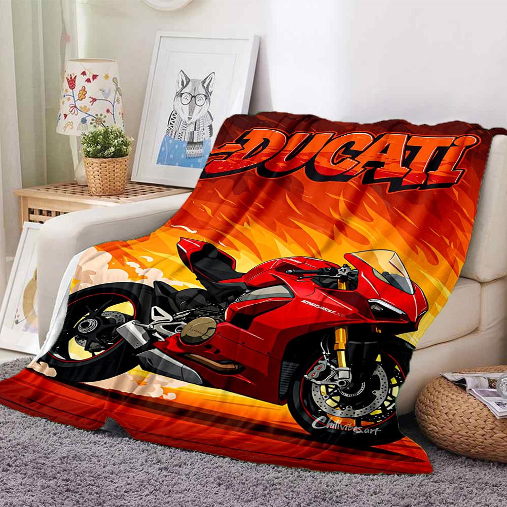 1pc Ducati Motorcycle Blanket Soft All Season Throw with Vibrant Design, Perfect for Home, Travel, and Gifts, Ideal for Naps and Camping