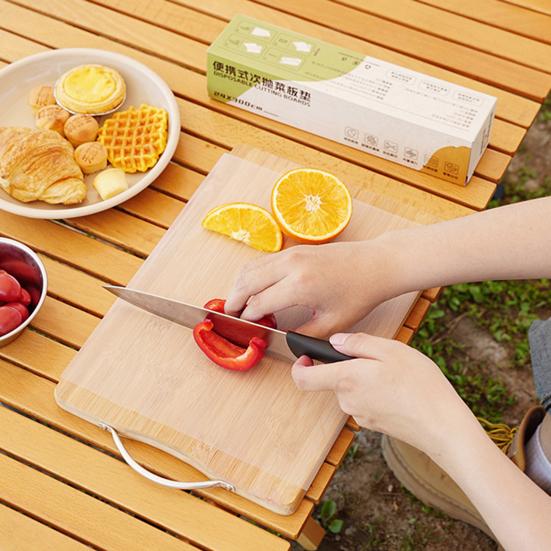 300CM/Roll Outdoor Disposable Cutting Board Mat with Two-Way Slider Cutter Camping BBQ Picnic Anti-Slip Meat Vegetables Cutting Pad