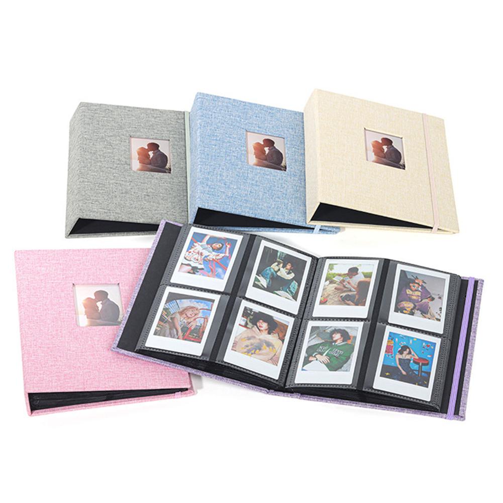 3-inch Instant Picture Case Cotton Hemp 208 Pockets Mini Instant Picture Album Waterproof Strap Design for Photo Business Card