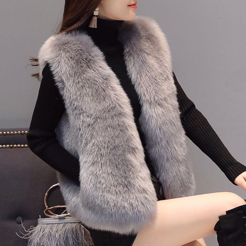 Winter Korean Version Faux Fur Vest for Women's Fur Coat Short Camisole Fox Fur Vest Slimming Top