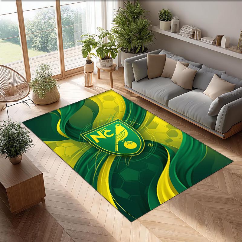 Norwich City Football Print Crystal Velvet Rug, Comfortable Water Absorbent Non Slip Indoor Floor Carpet