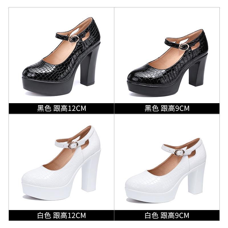 9/12 см Маленький размер 32-43 Туфли-лодочки из лакированной кожи Женские туфли Мэри Джейн 2024 Весна Туфли на блочном каблуке Туфли на платформе Офисные женские